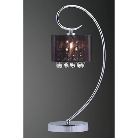 Abażurowa lampa stołowa SPAN MTM1583/1 Italux kryształki glamour crystal organza mgiełka czarny