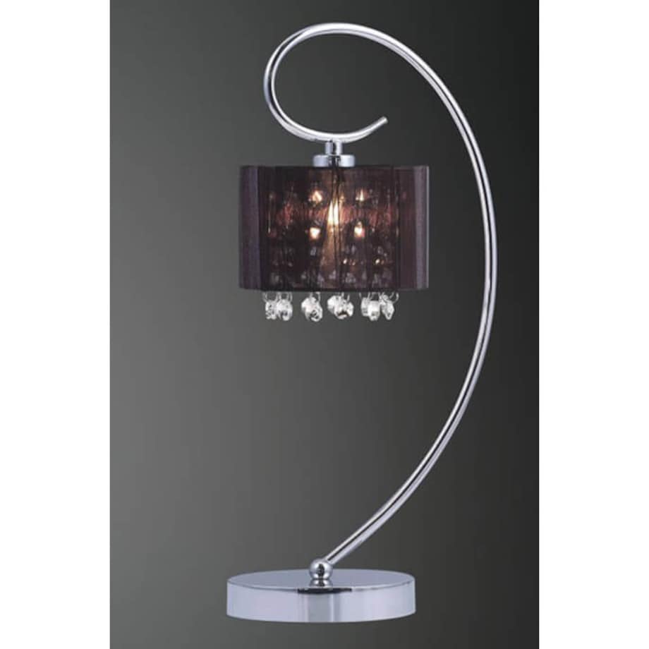 Abażurowa lampa stołowa SPAN MTM1583/1 Italux kryształki glamour crystal organza mgiełka czarny