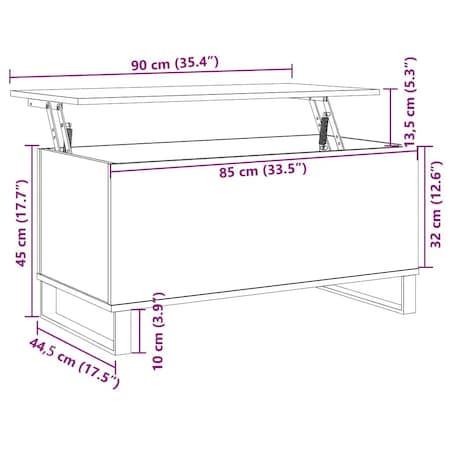 vidaXL Stolik kawowy, czarny, 90x44,5x45 cm, materiał drewnopochodny
