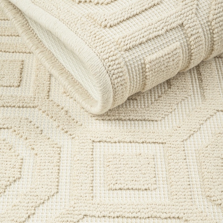 Dywanik łazienkowy Lino 73x135 cm bawełniany geometryczny beżowy