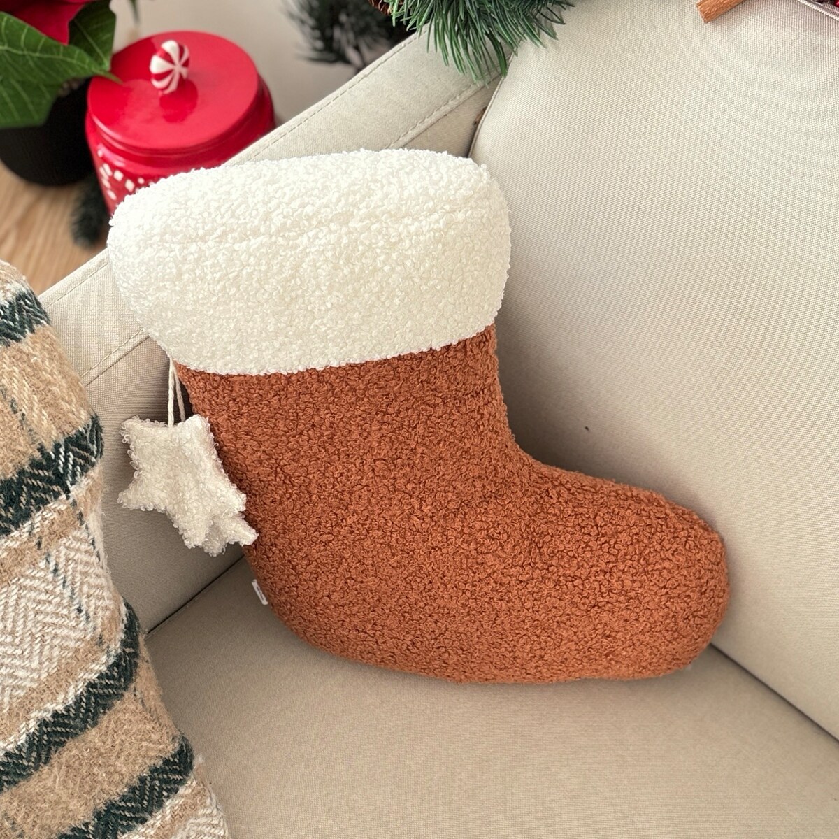 Poduszka świąteczna Skarpeta ruda boucle