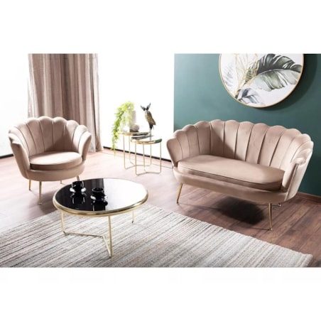 Fotel tapicerowany CAMELLIA 1 VELVET beżowy