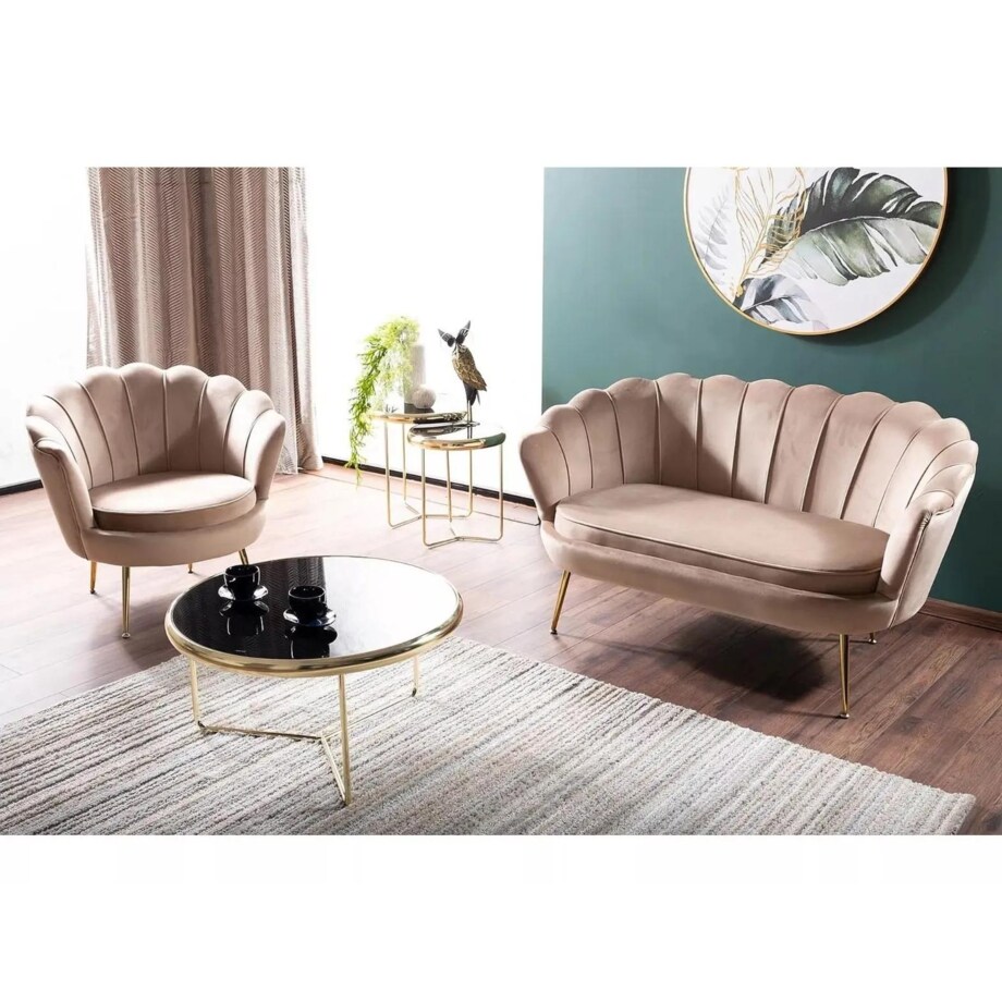Fotel tapicerowany CAMELLIA 1 VELVET beżowy