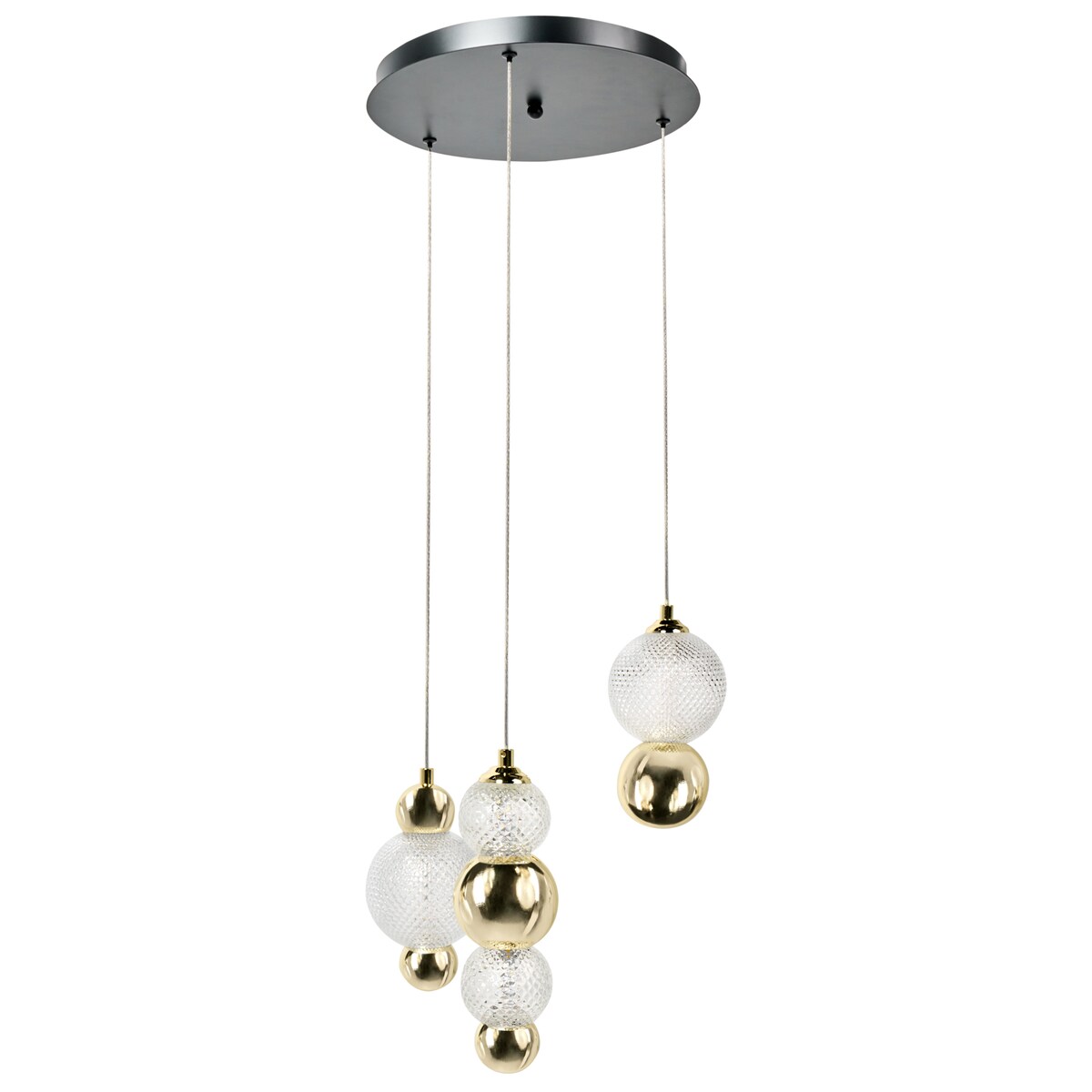 Lampa wisząca 3-punktowa SORA LED Szkło Złoty