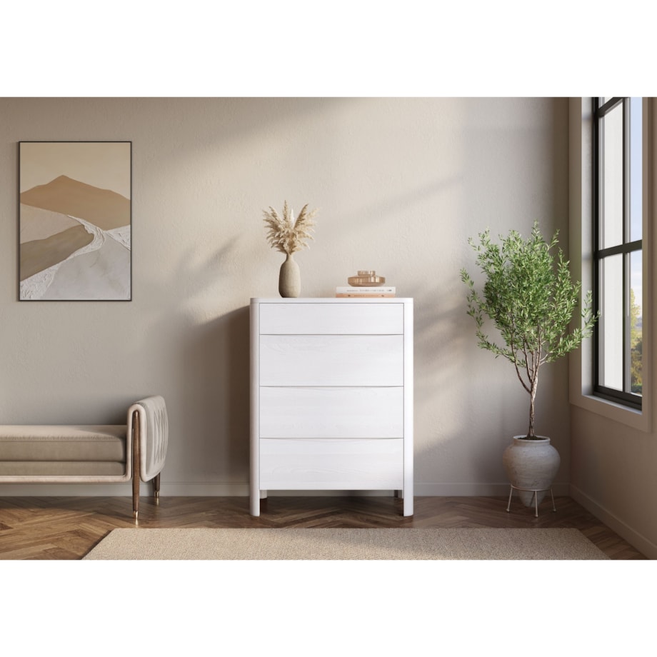 Drewniana komoda bukowa Visby MODENA 80 / kolor biały