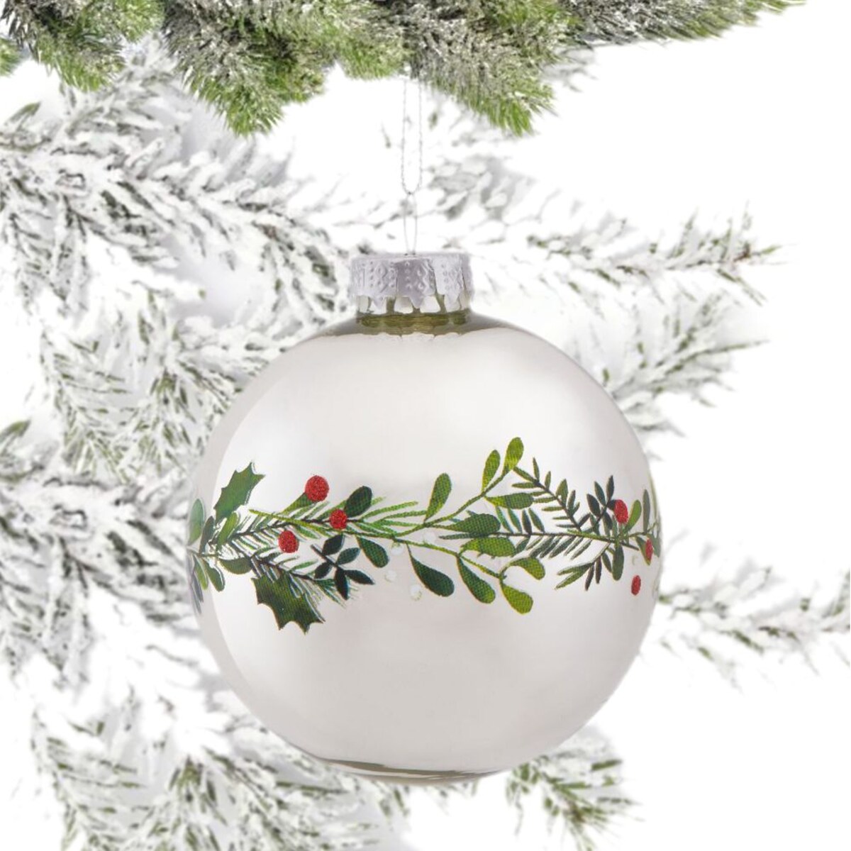 VILLA ITALIA Bombka srebrna dekorowana 8 cm