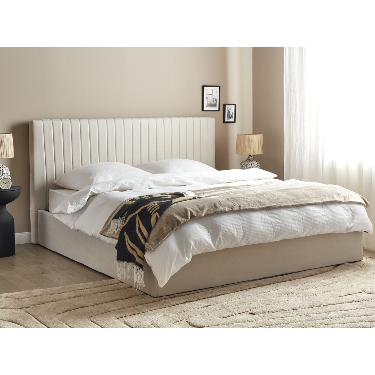 Łóżko z pojemnikiem VION 180 x 200 cm Beżowy