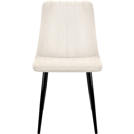 Krzesło welurowe tapicerowane beżowe pikowane czarne nogi
