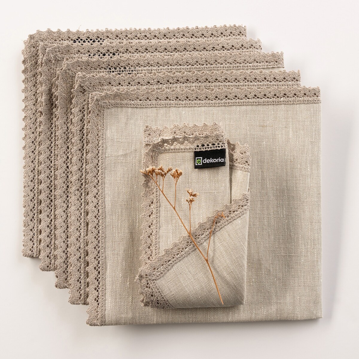 Serwetka z koronką 1 szt. 48x48, naturalny len, 48x48 cm, Linen