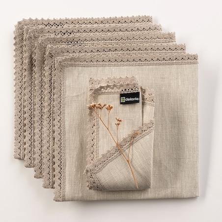 Serwetka z koronką 1 szt. 48x48, naturalny len, 48x48 cm, Linen