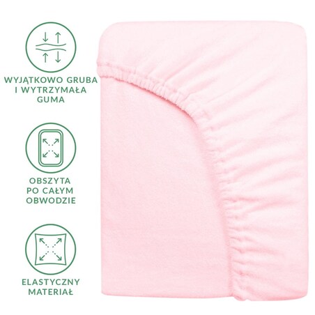 Prześcieradło z bawełny frotte z gumką 200x220 kolor róż kwarcowy