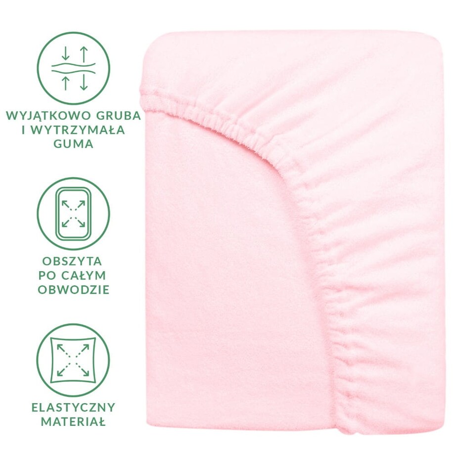 Prześcieradło z bawełny frotte z gumką 200x220 kolor róż kwarcowy