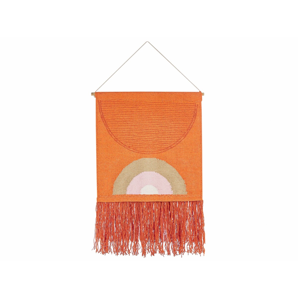 Dekoracja ścienna z frędzlami bawełniana pomarańczowa KAMALIA