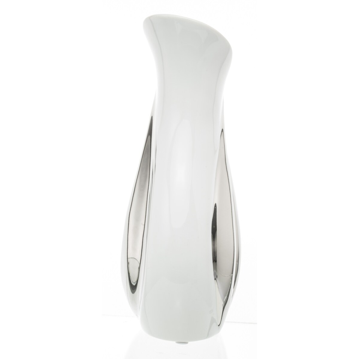 Wazon ceramiczny 30x12,5x15 cm BELO srebrno-biały