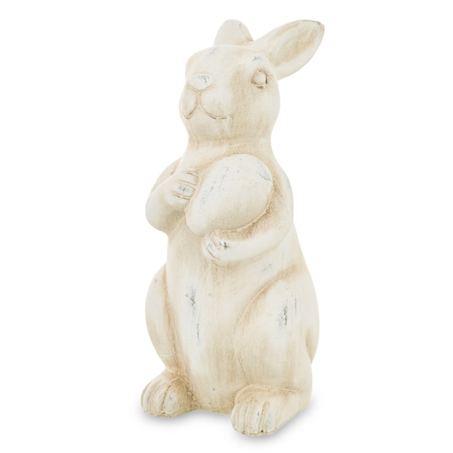 Dekoracja - ceramiczna figurka królika 30.5x13x16 cm z jajkiem