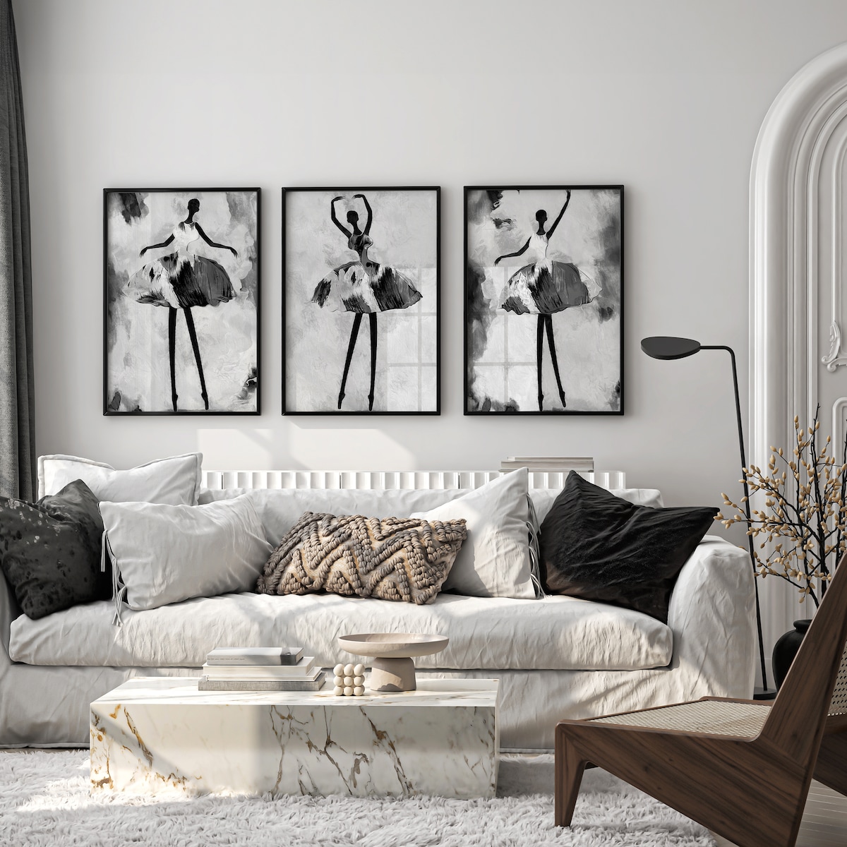 ZESTAW 3X PLAKAT W RAMIE DO SALONU BALETNICE BETON ABSTRAKCJA KOBIETY 30x40cm