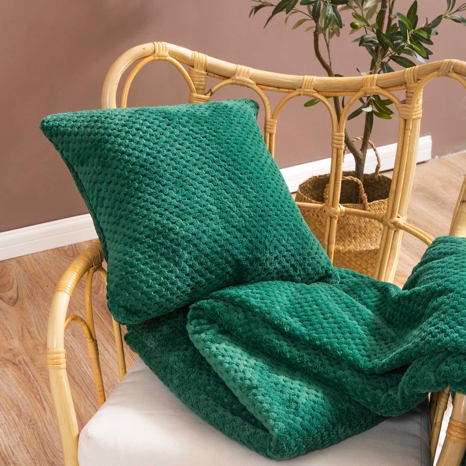 Pled Koc Narzuta Butelkowa Zieleń z mikrofibry 150 x 200 miękki Ciepły Duży