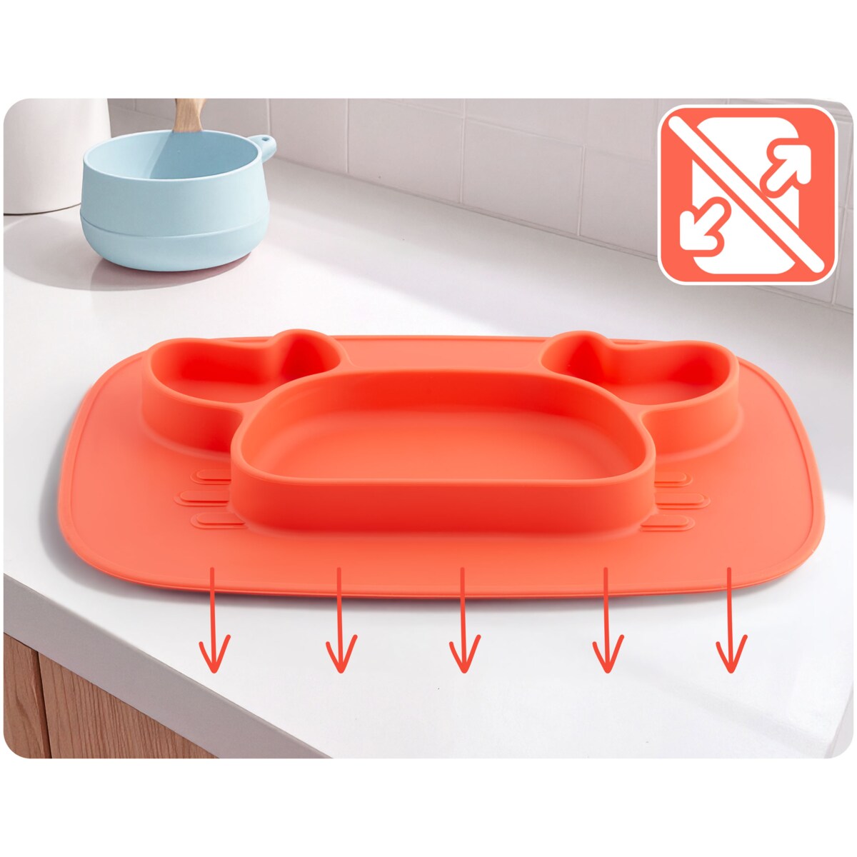 Talerzyk dla dziecka silikonowy do karmienia Krab czerwony Ricokids