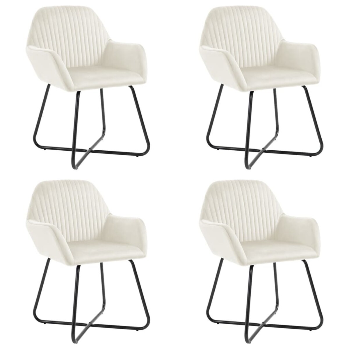 vidaXL Krzesła stołowe, 4 szt., kremowe, obite aksamitem