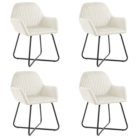 vidaXL Krzesła stołowe, 4 szt., kremowe, obite aksamitem