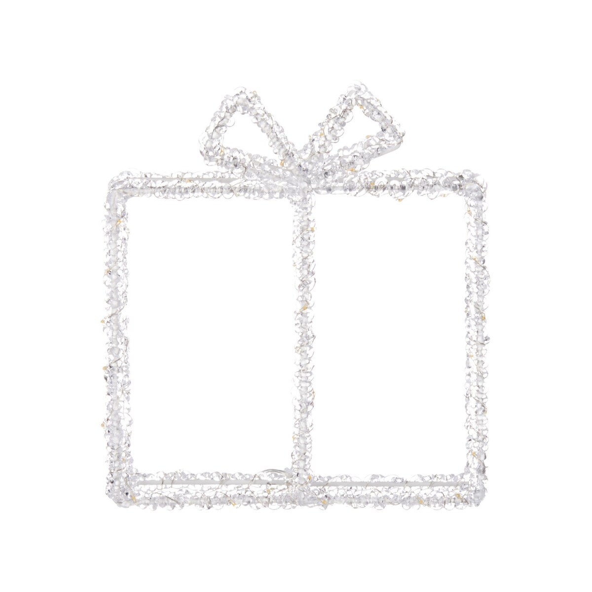 Dekoracja ogrodowa LED prezent świąteczny 25 cm biały KEMI