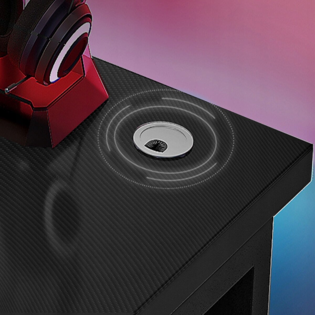 Biurko Gamingowe Komputerowe Czarne Carbon Nowoczesne Dla Gracza 120 Cm