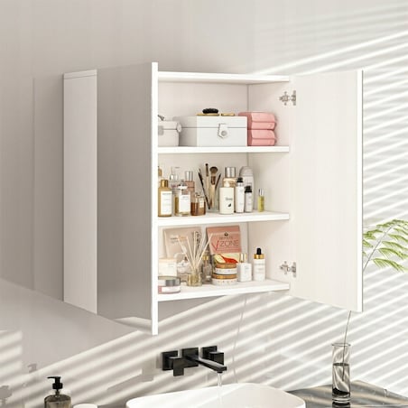 Wisząca szafka do łazienki z lustrem biała mdf nowoczesny design