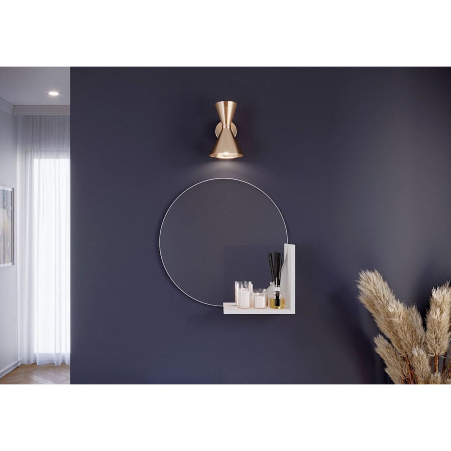 Okrągłe Białe Lustro z półką Lucija / średnica 60 cm