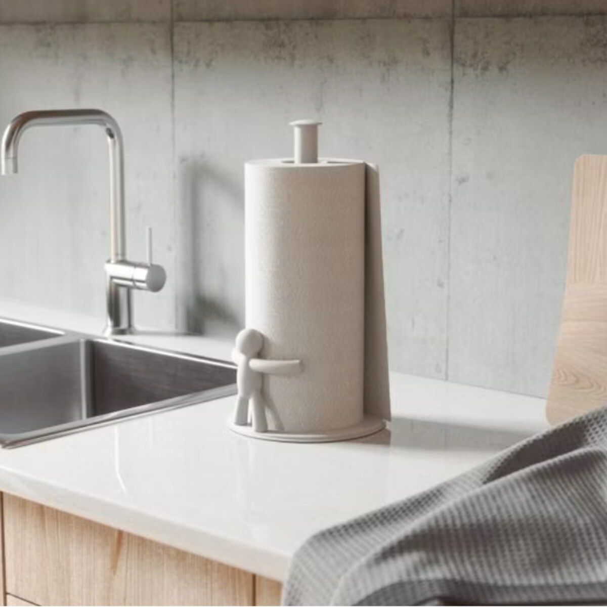Stojak na ręcznik papierowy biały stalowy Buddy, 18 x 34 cm, Umbra
