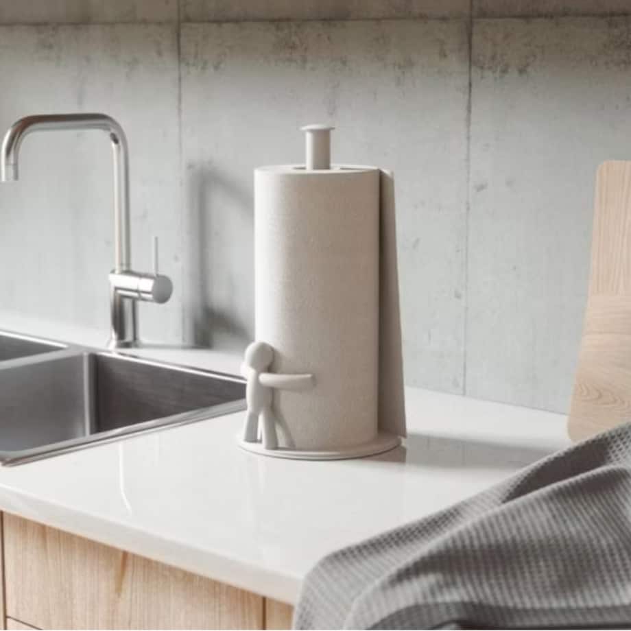 Stojak na ręcznik papierowy biały stalowy Buddy, 18 x 34 cm, Umbra