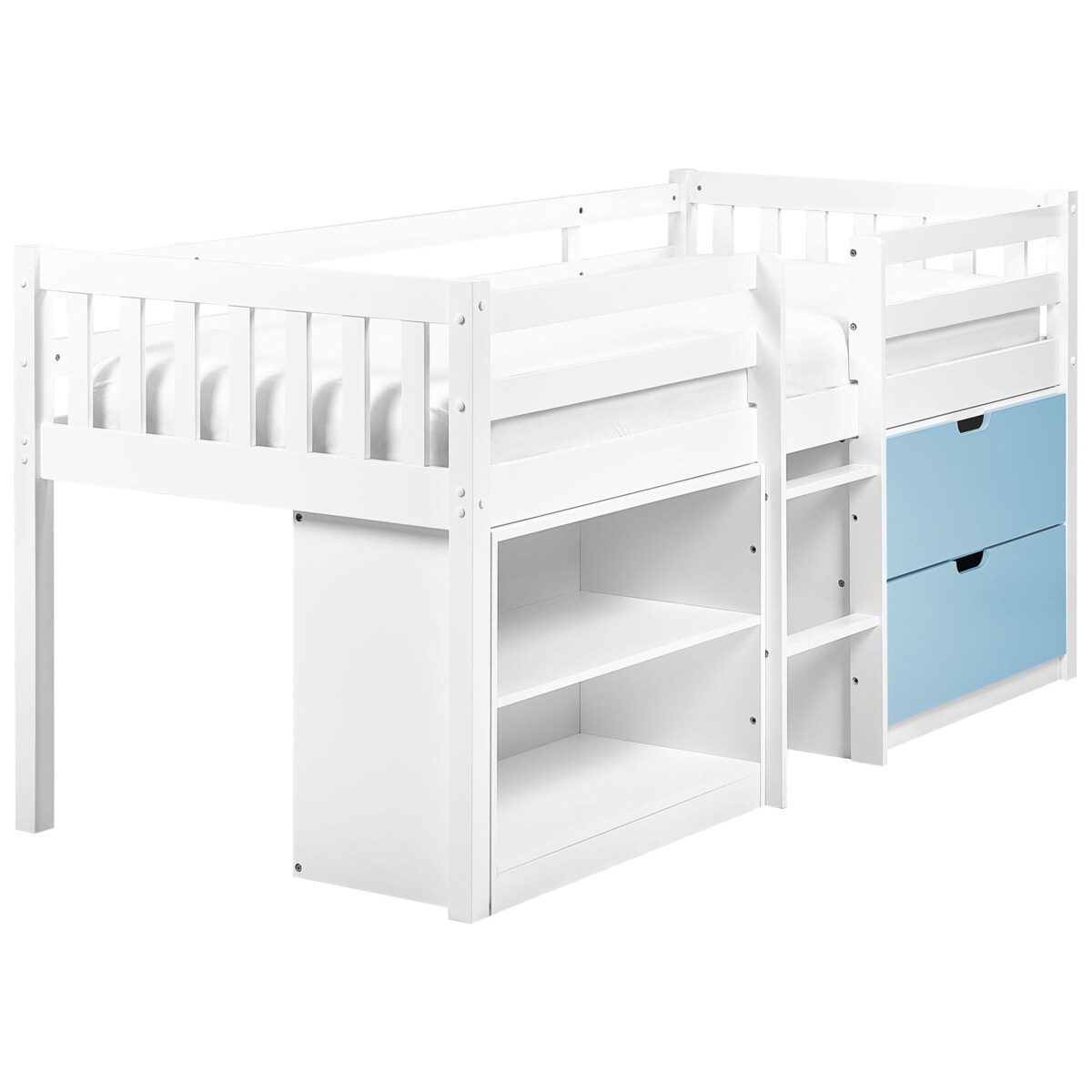 Łóżko na antresoli Drewno SUSVILLE 90 x 200 cm Niebieski