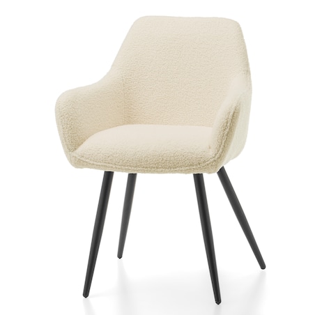 KRZESŁO TAPICEROWANE PIKOWANE TKANINA BOUCLE TEDDY JASNY BEŻ