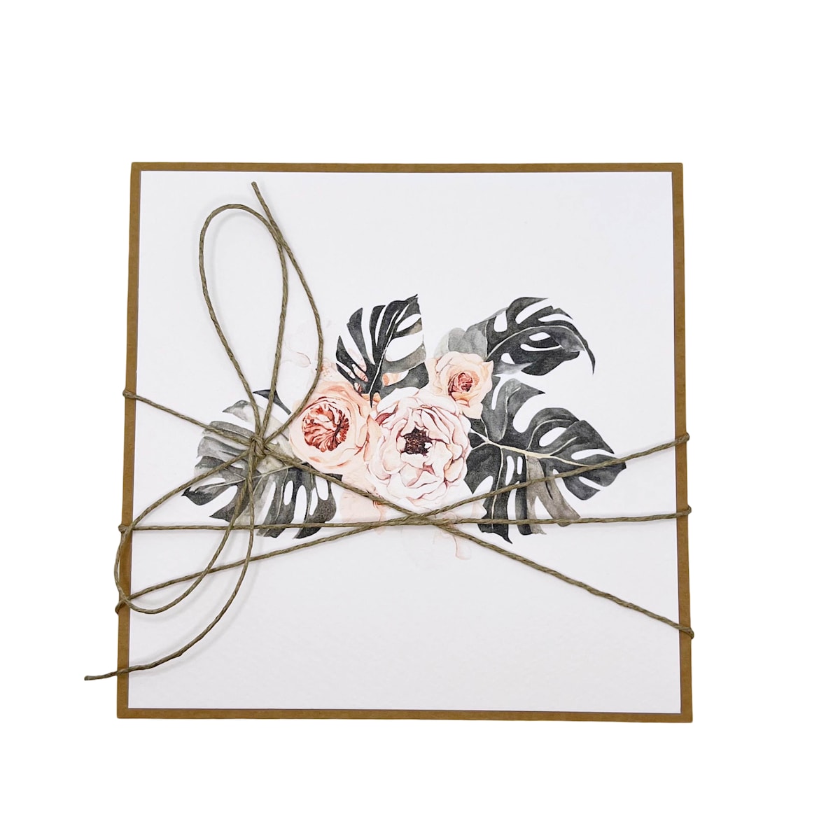 Ręcznie robiona kartka okolicznościowa monstera bukiet