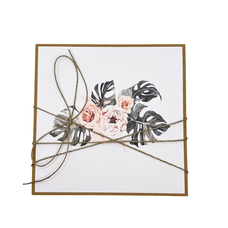 Ręcznie robiona kartka okolicznościowa monstera bukiet