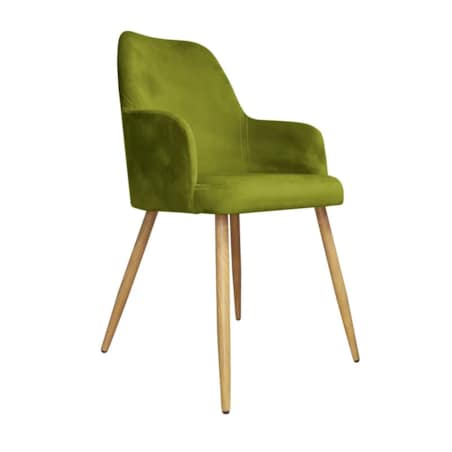 Krzesło WEZERA BL VELVET oliwkowe/dąb