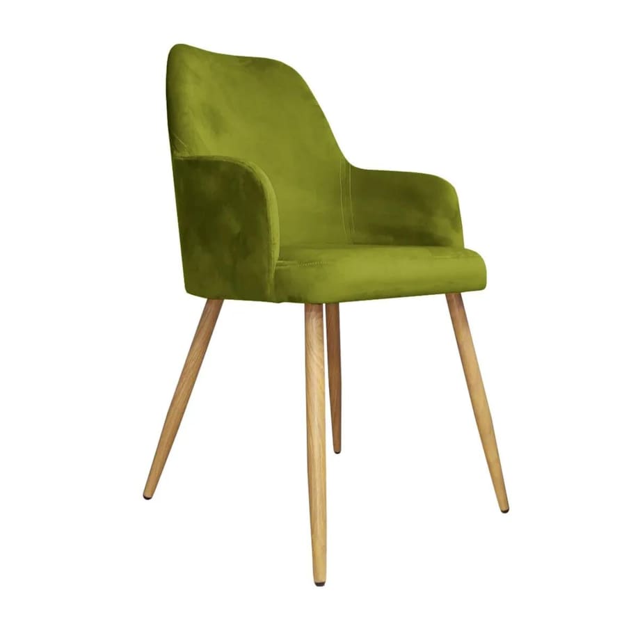 Krzesło WEZERA BL VELVET oliwkowe/dąb