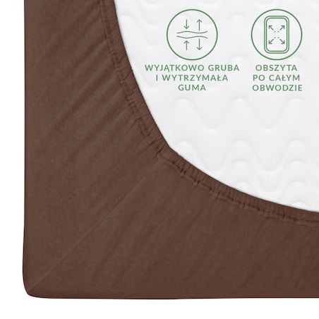 Prześcieradło jersey z gumką 200x220 kolor Czekolada