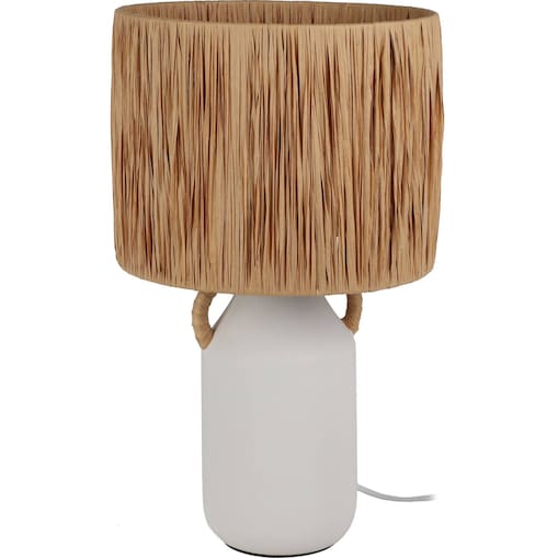 Lampa stołowa ceramiczna z kloszem z plecionki Ø 24 x 42 cm
