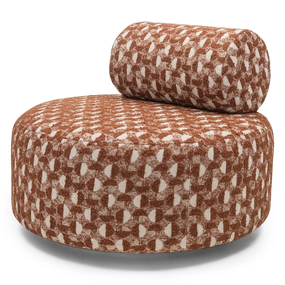 Fotel obrotowy 70x88x88 cm ORVIETTA bouclé z geometrycznym wzorem