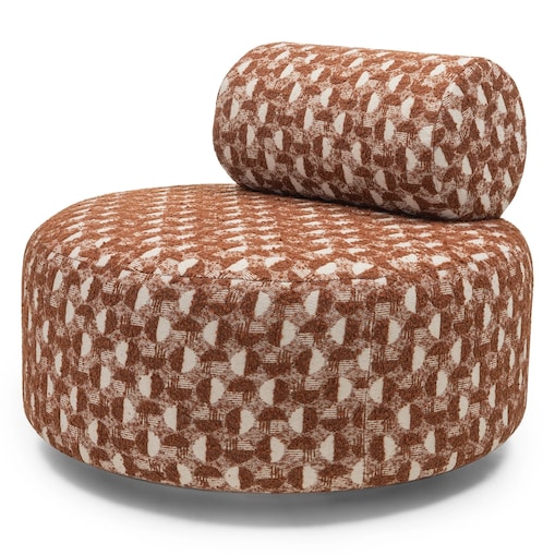Fotel obrotowy 70x88x88 cm ORVIETTA bouclé z geometrycznym wzorem