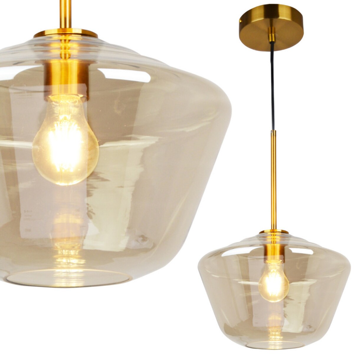 Loftowa LAMPA wisząca GREA 316233 Polux szklana OPRAWA skandynawski zwis bursztynowy