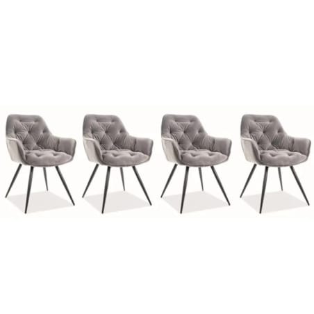 Zestaw krzeseł CHERRY VELVET 4 szt szare