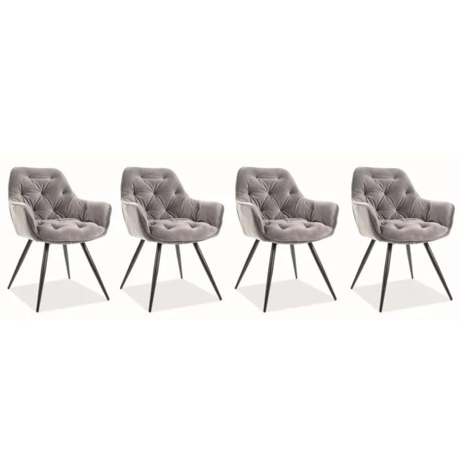 Zestaw krzeseł CHERRY VELVET 4 szt szare