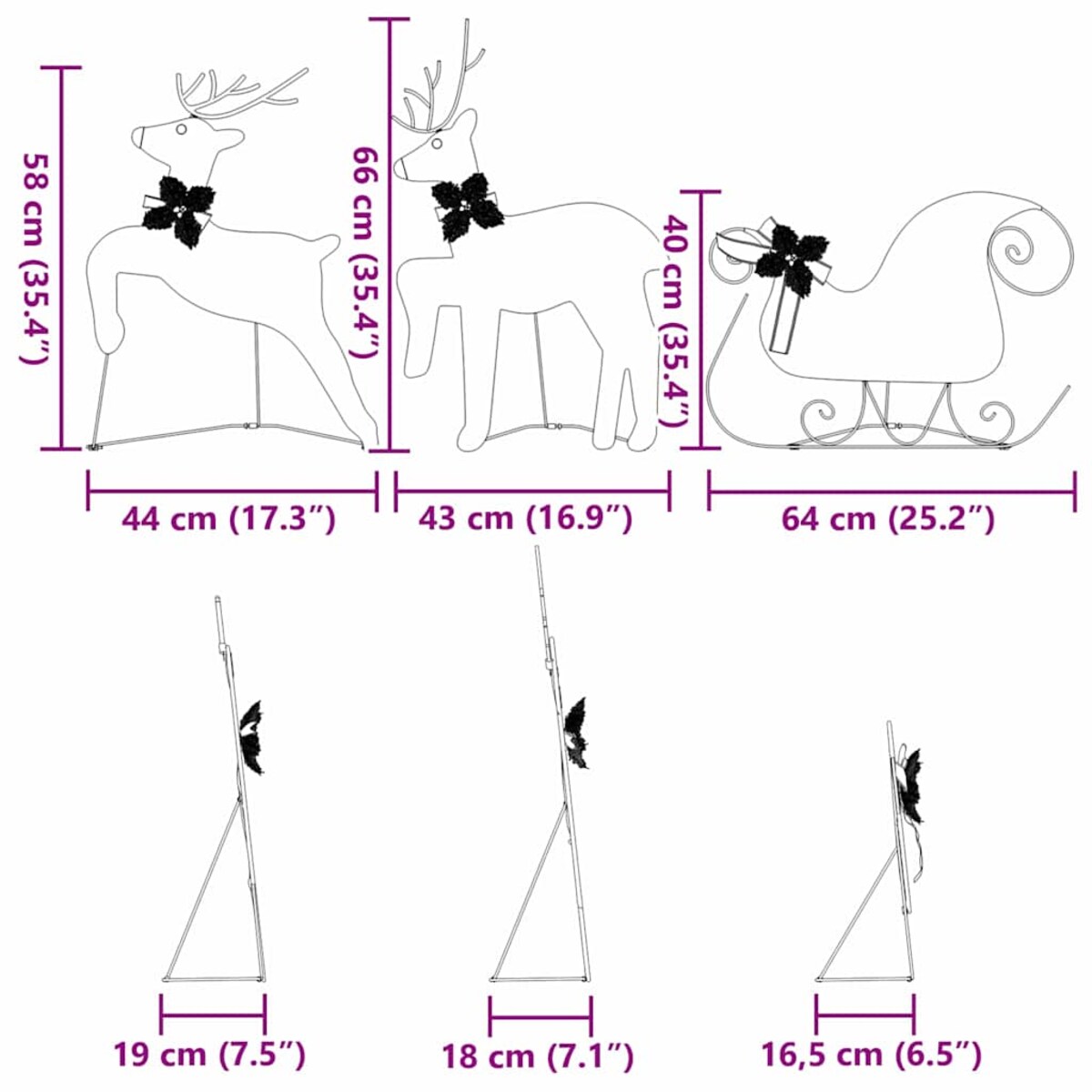 vidaXL LED Renifery 5 pcs Srebrny tkanina