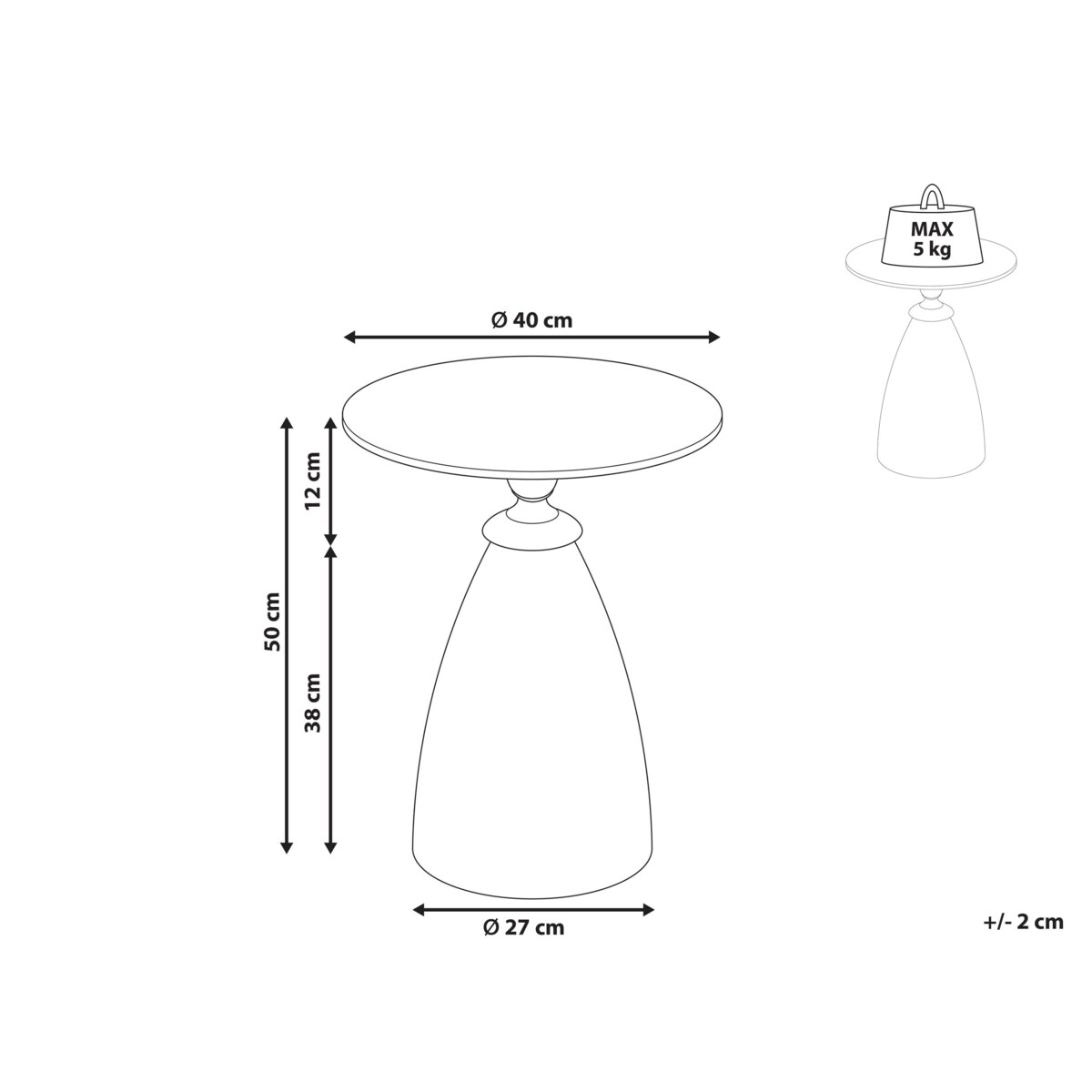 Stolik pomocniczy CADY Szkło hartowane Czarny marmur
