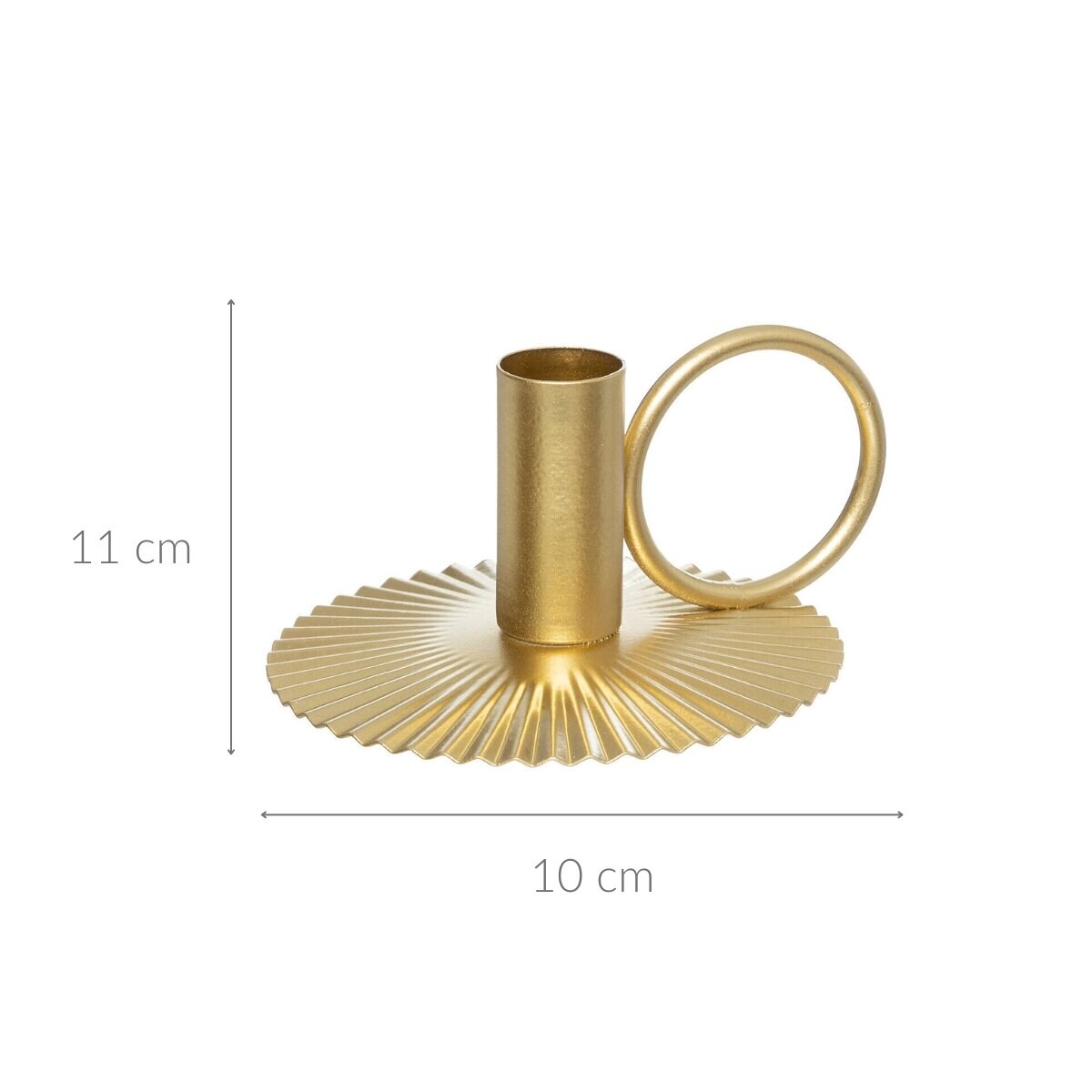 Metalowy świecznik na prążkowanej podstawce