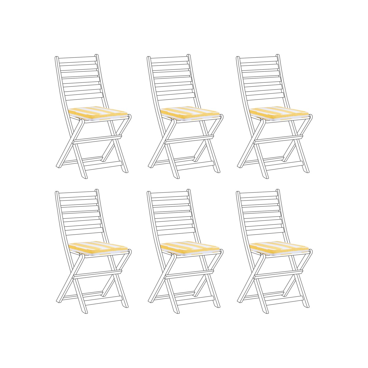 Zestaw 6 poduszek na krzesła ogrodowe w paski żółto-biały TOLVE