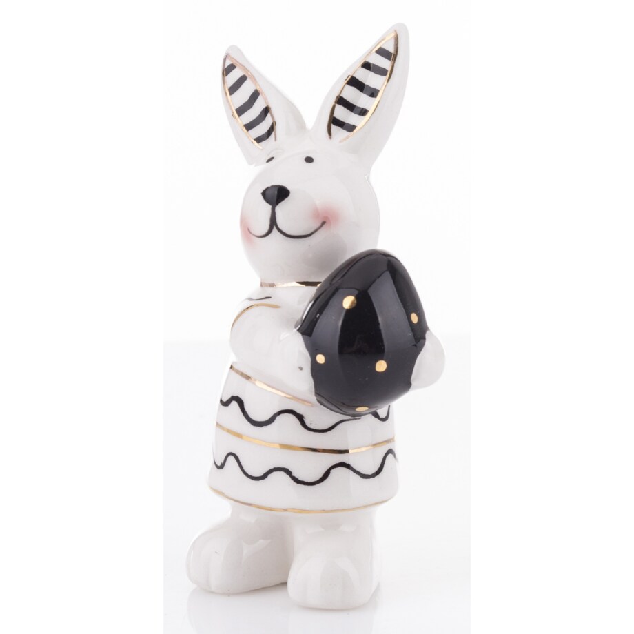 Dekoracja - małe białe króliczki w prążki 2 szt. - 9x4,5x3 cm