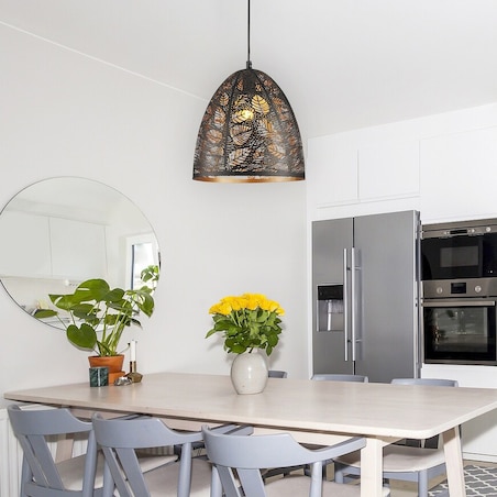 LAMPA wisząca MANORCA 2277 Rabalux metalowa OPRAWA orientalny ZWIS liście vintage czarny złoty