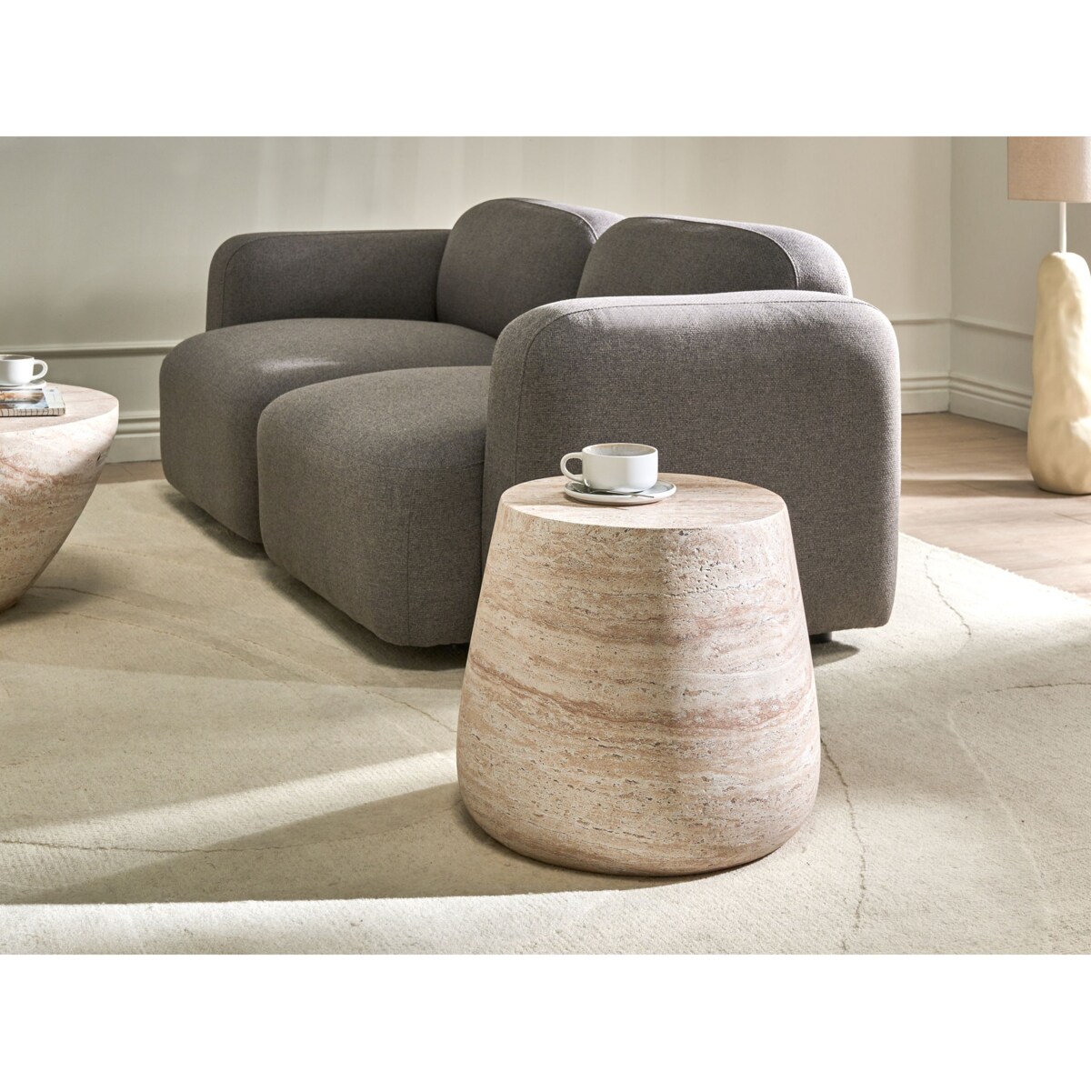 Stolik pomocniczy BIENTINO 46 cm 46 cm Efekt trawertynu